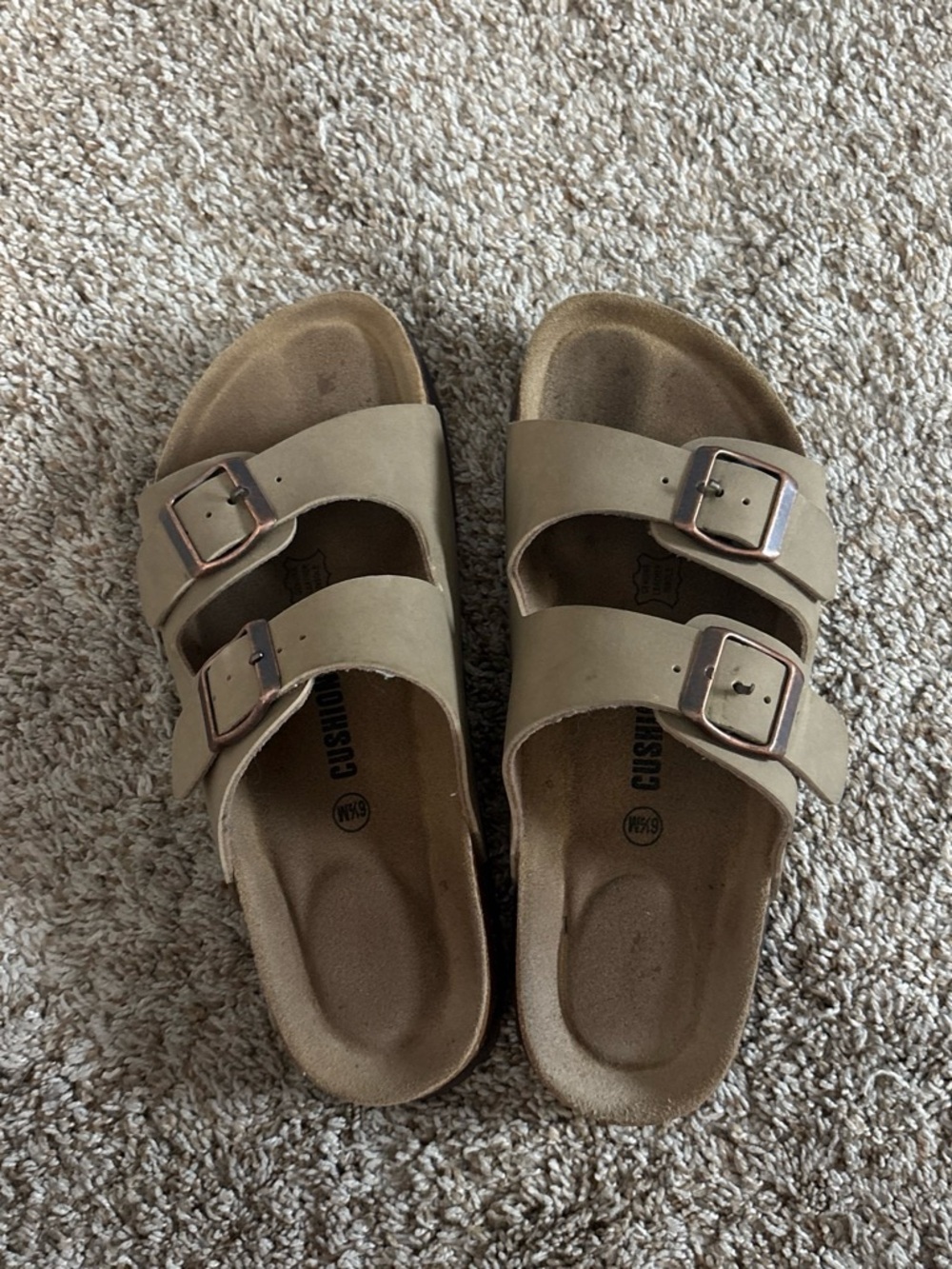 Women's Double-Strap Slide Sandal in Tan with Adjustable Buckles